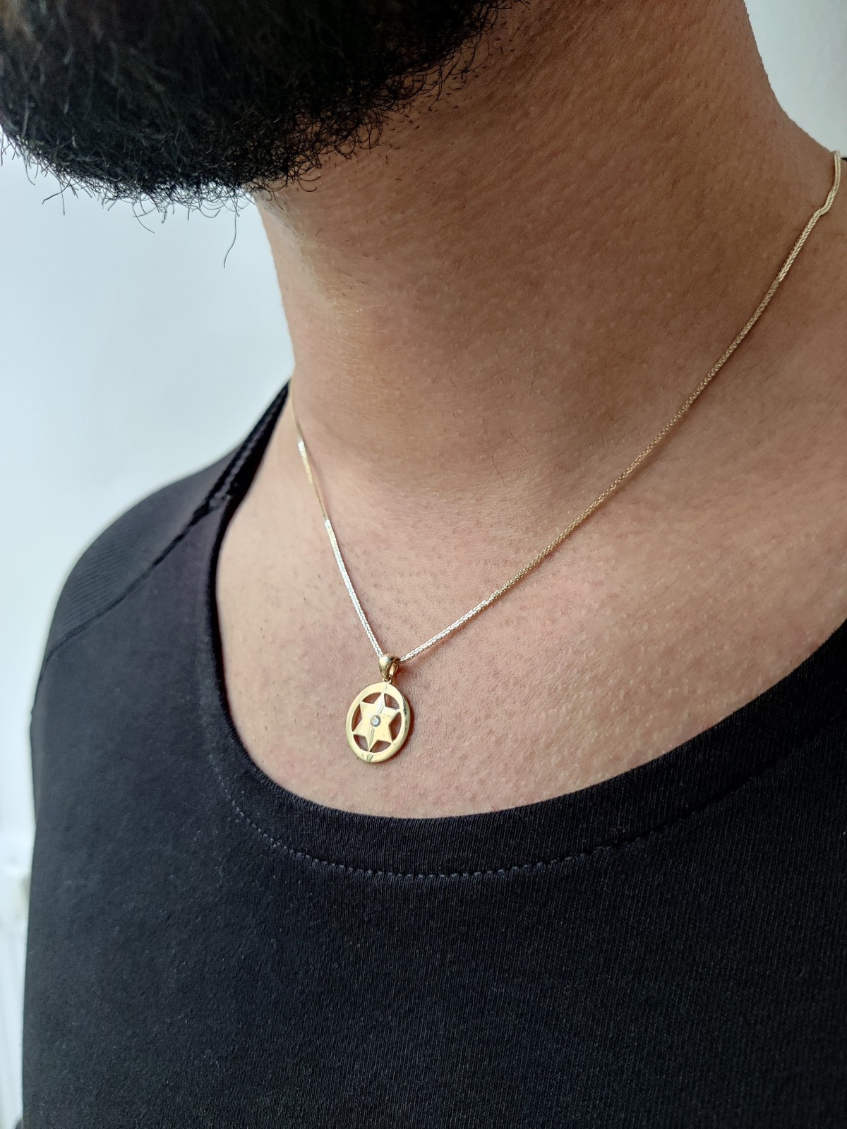 Étoile de David cerclée contemporaine en or jaune P , Cadeaux Tu B'Av , I