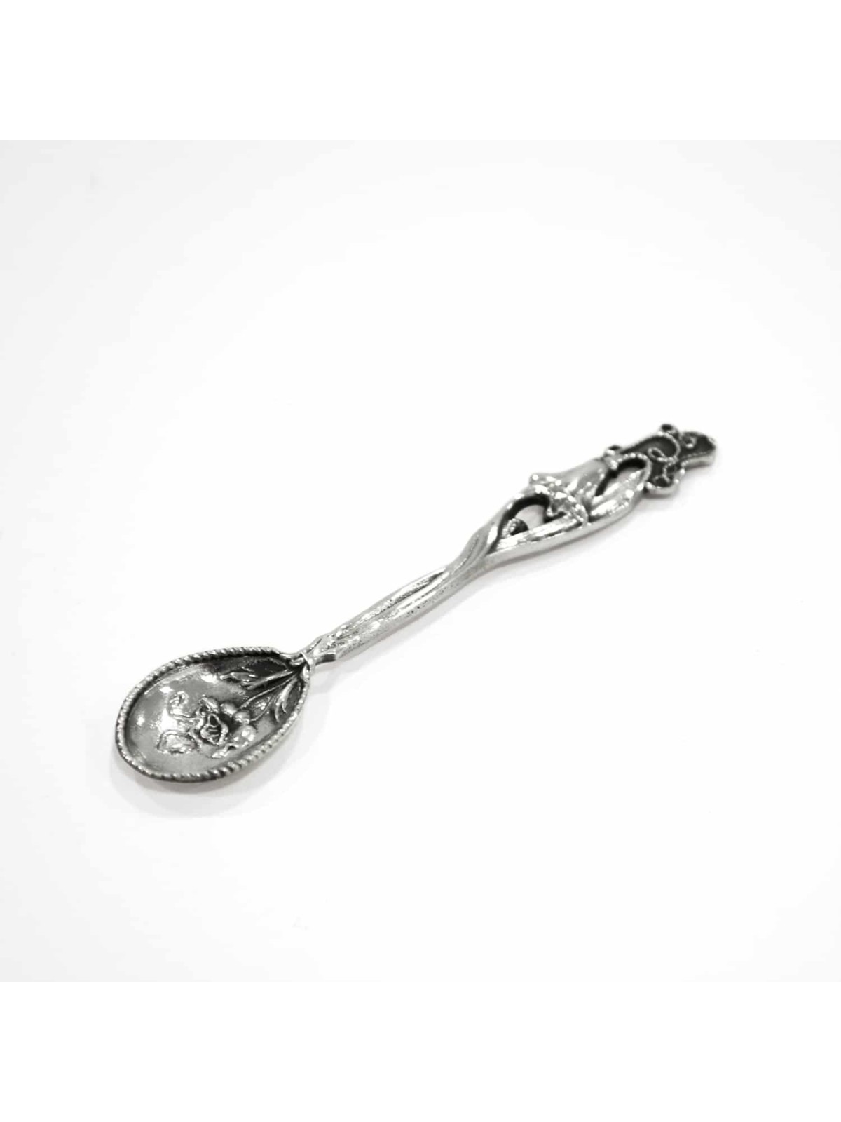 Cuillère à café en argent massif avec décoration tulipe, naissance et Brit Mila