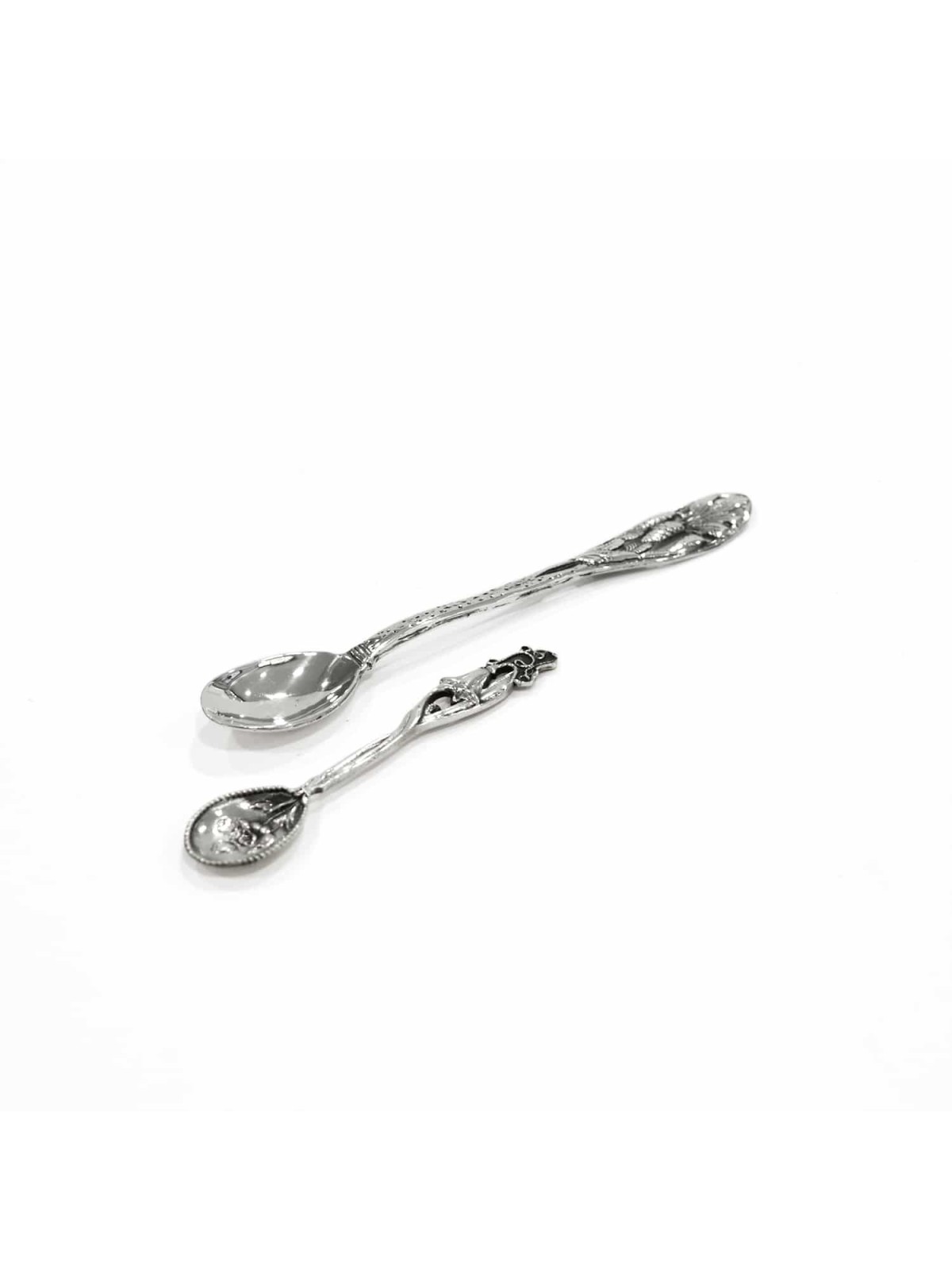 Cuillère à café en argent massif avec décoration tulipe, naissance et Brit Mila