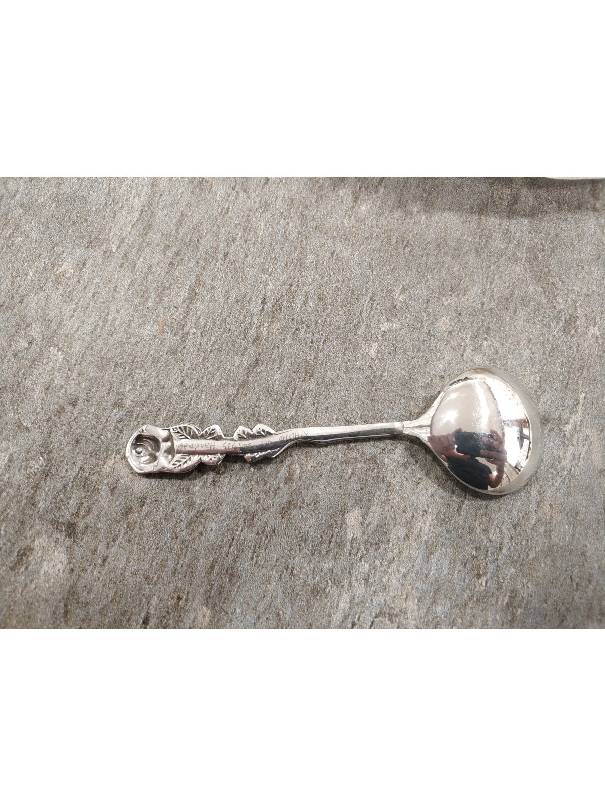 כף ורד כסף 925 עם חריטה מותאמת אישית , לידה וברית מילה ,