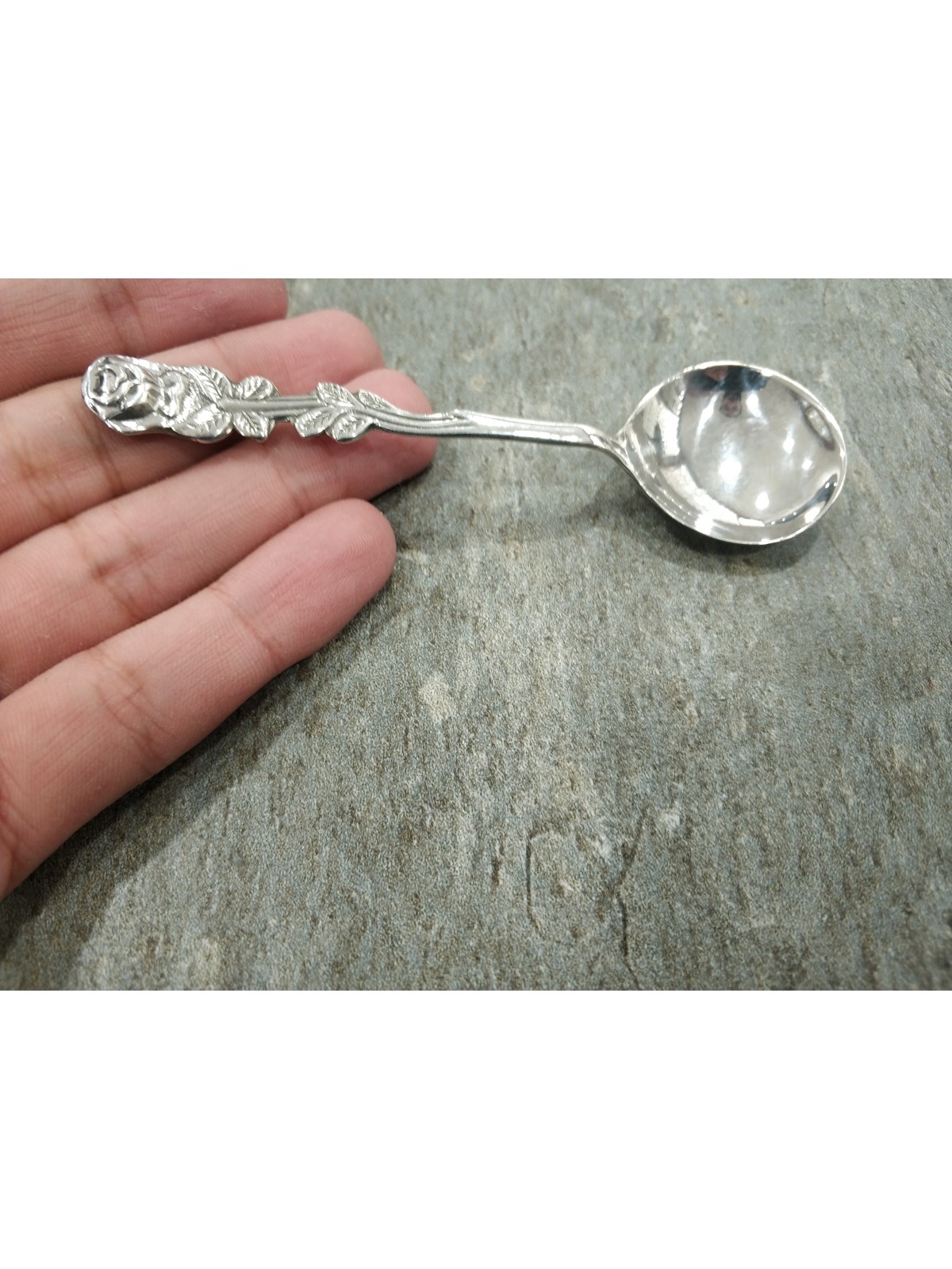 Cuillère Rose en Argent 925 avec Gravure Personnalisée , Naissance & Brit Mila ,