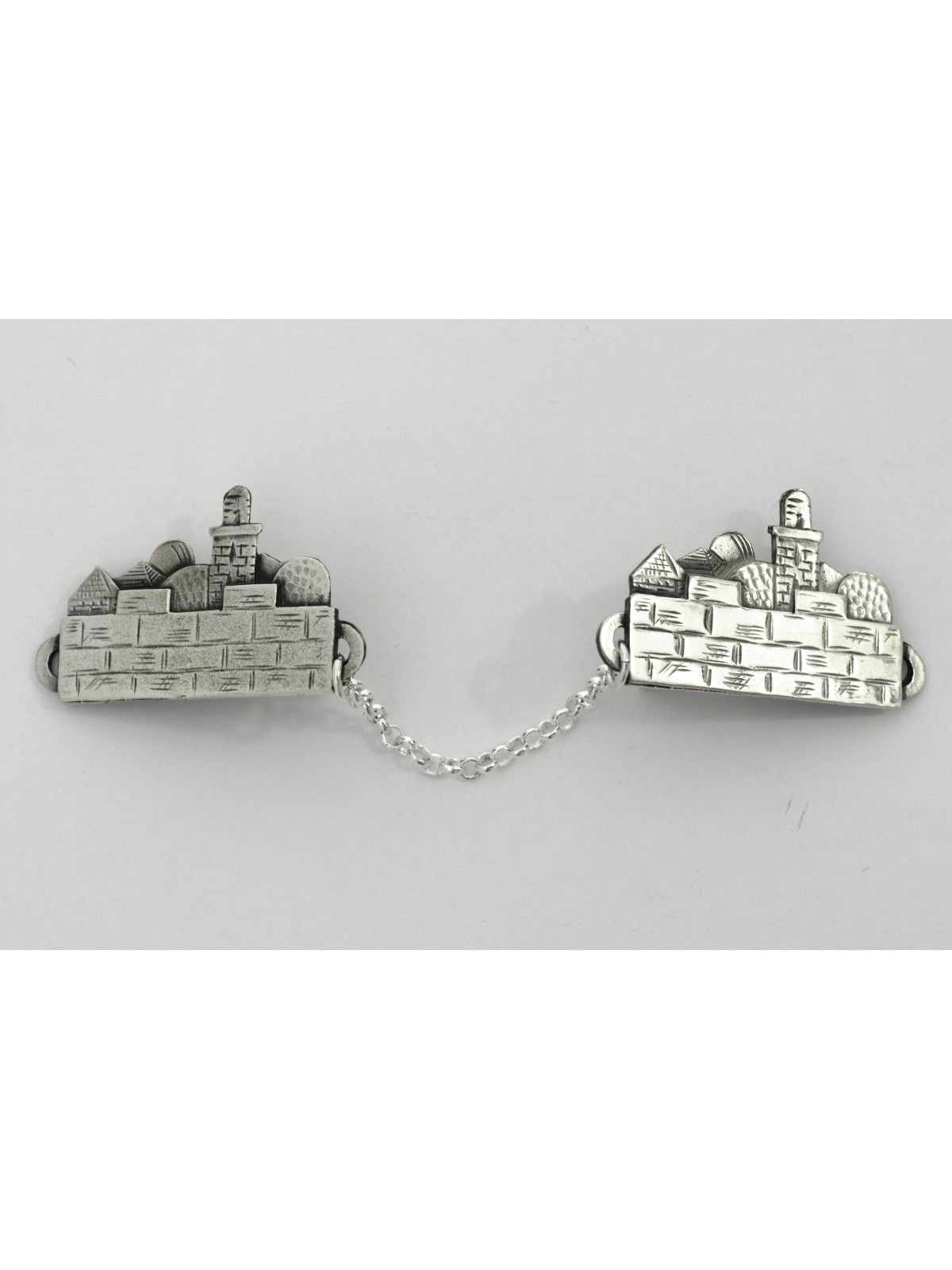 Clips de Talit argentés Jérusalem Design , Clips de Talit , Judaica israélien