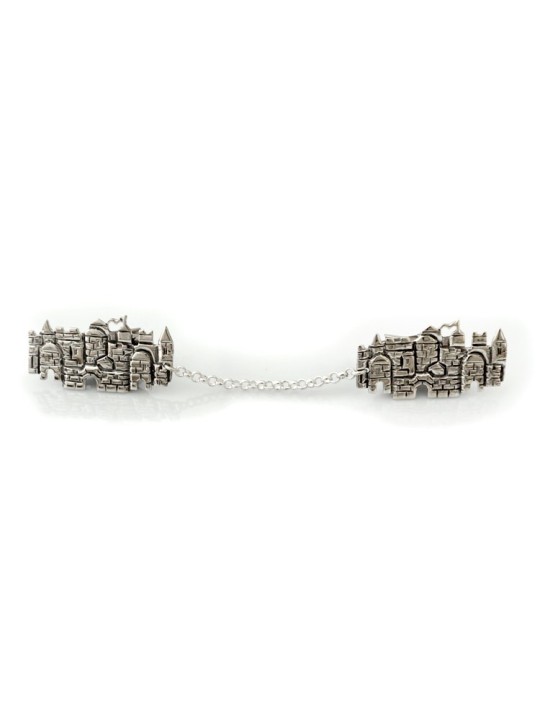 Elegant & Unique Silver Jerusalem Tallit Clips , Tallit Clips , Israel