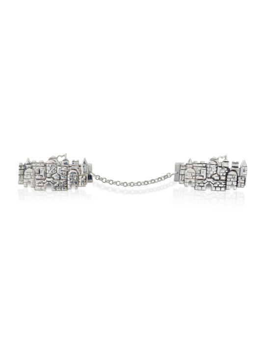 Elegant & Unique Silver Jerusalem Tallit Clips , Tallit Clips , Israel