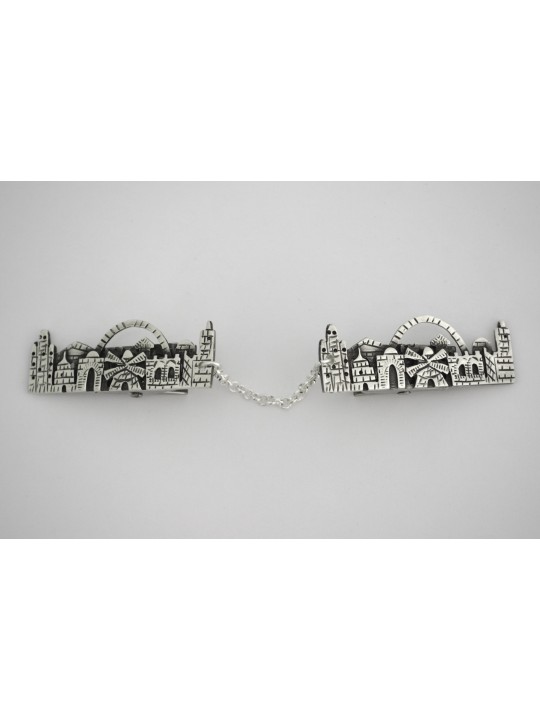 Clips de Talit de la ville sainte de Jérusalem en argent, clips de Talit, Ju israélien