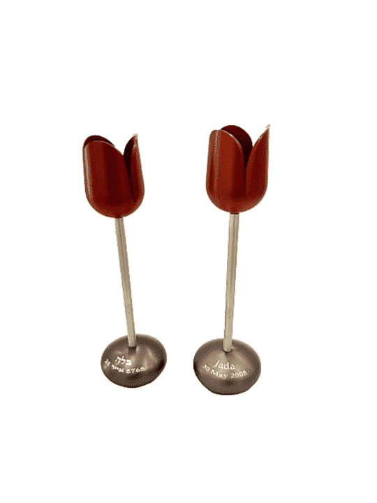 Tulip-Shaped Aluminum Colorful Candlesticks with P , Passover Gifts ,