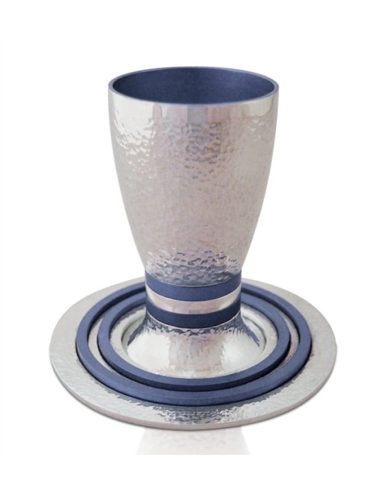 Unique Aluminum Hammered Kiddush , Modern Kiddush Cups , Israeli Judai
