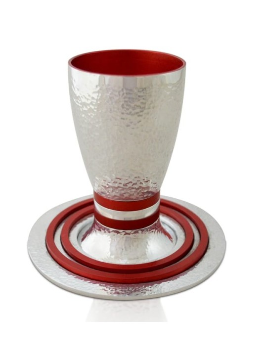 Unique Aluminum Hammered Kiddush , Modern Kiddush Cups , Israeli Judai