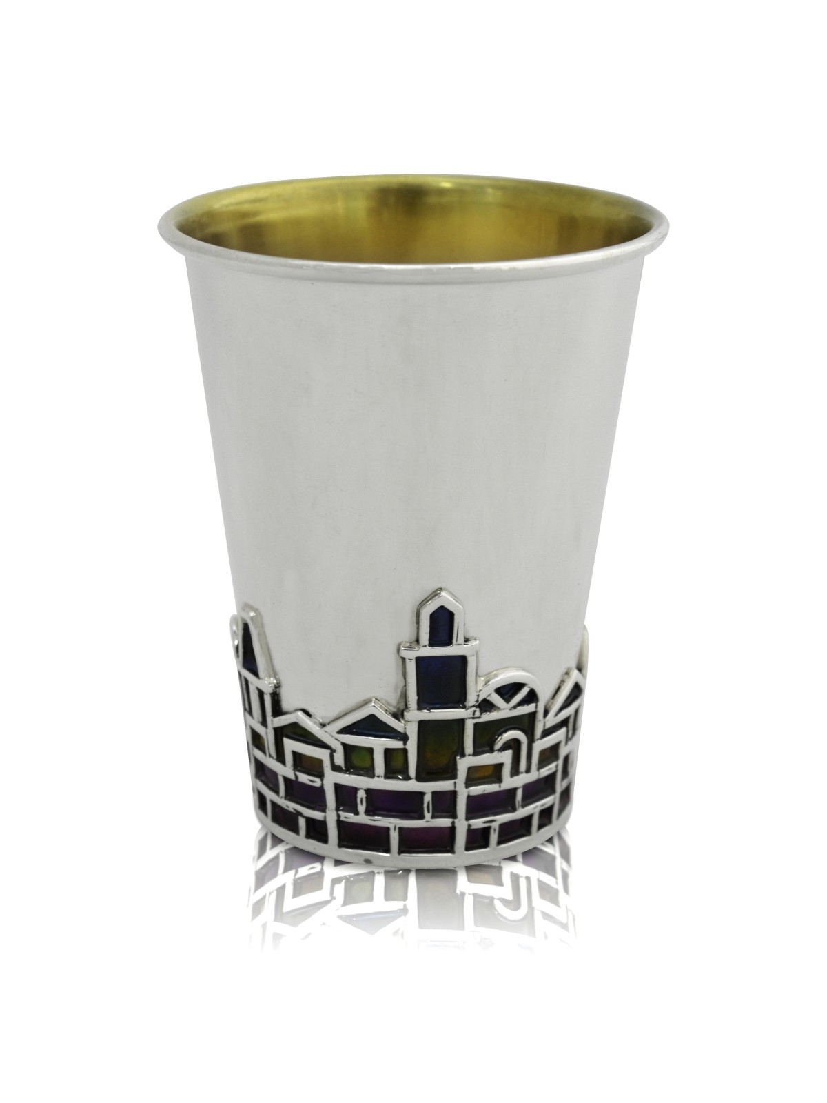 Kiddush Cup Sterling Silver avec émail , Coupes de Kiddush modernes , Israël