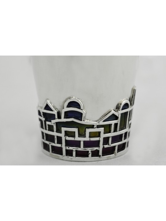 Kiddush Cup Sterling Silver avec émail , Coupes de Kiddush modernes , Israël