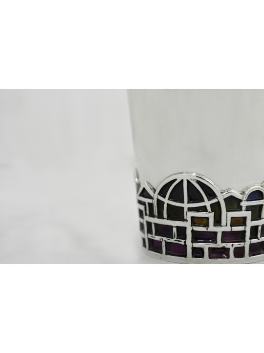 Kiddush Cup Sterling Silver avec émail , Coupes de Kiddush modernes , Israël