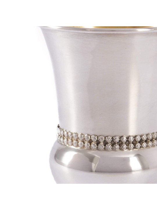 Personalized Beads Silver Kiddush Cup , Passover Gifts , Israeli Judai