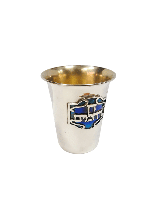 Coupe de Kiddouche décorée en émail froid bleu, tasses de Kiddouche modernes, israéliennes