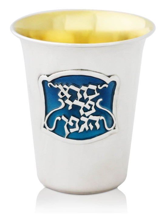 Coupe de Kiddouche décorée en émail froid bleu, tasses de Kiddouche modernes, israéliennes