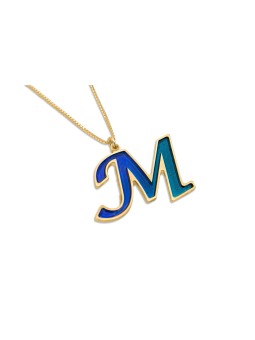 Initial Colorful 14K Gold Enameled Pendant , Colorful Name Necklaces ,