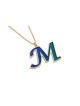 Pendentif émaillé en or 14K coloré initial, colliers de noms colorés,