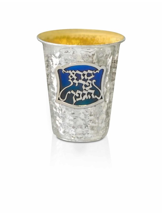 Coupe de Kiddouche martelée avec émail froid, coupes de Kiddouche modernes, israéliennes
