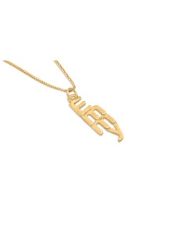 Modern 3D Vertical 14K Gold English Name Necklace , Tu B'Av Gifts , Is