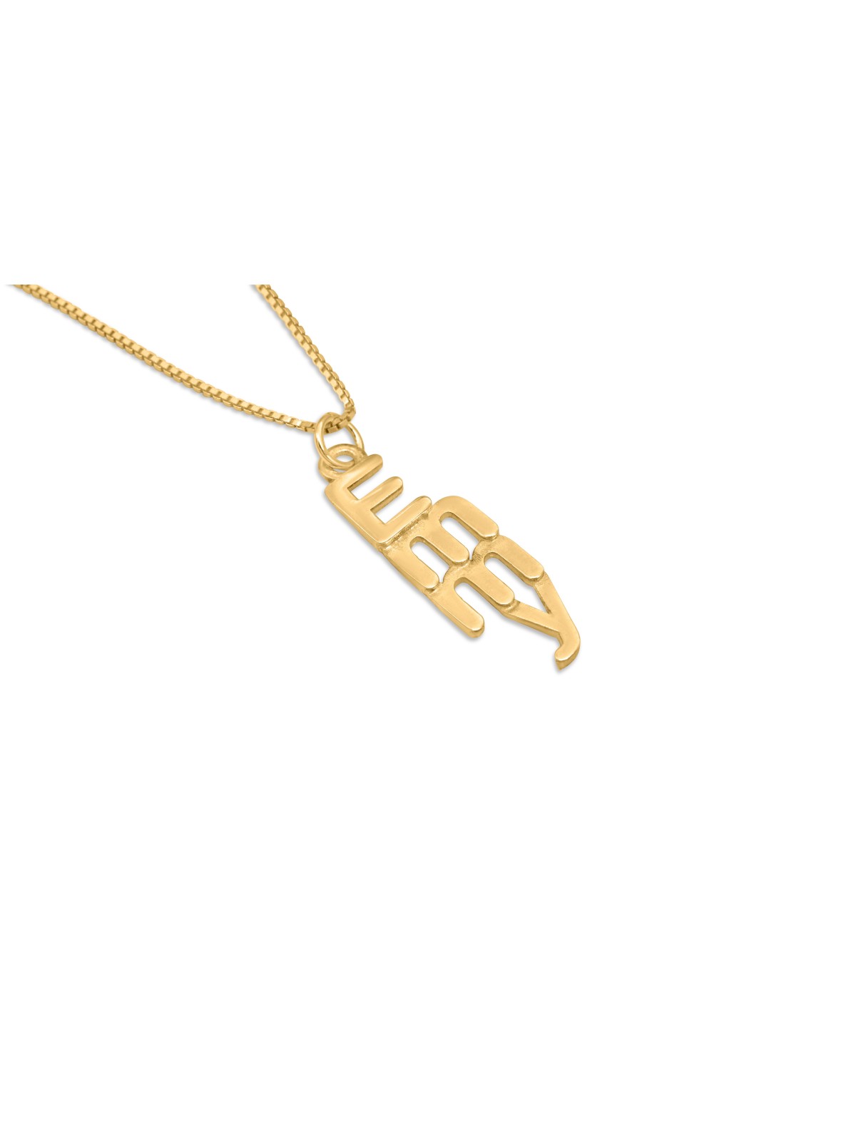 Collier de nom anglais vertical moderne en or 14 carats 3D, cadeaux Tu B'Av, est