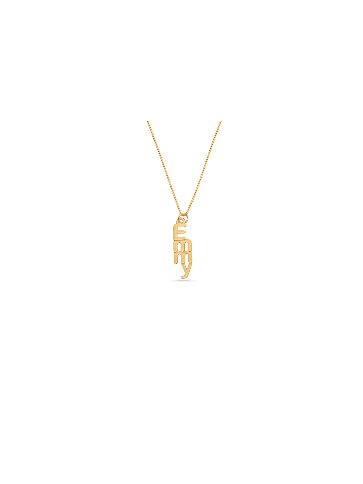 Collier de nom anglais vertical moderne en or 14 carats 3D, cadeaux Tu B'Av, est