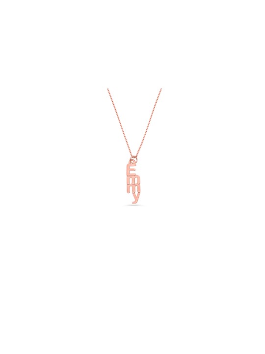 Collier de nom anglais vertical moderne en or 14 carats 3D, cadeaux Tu B'Av, est