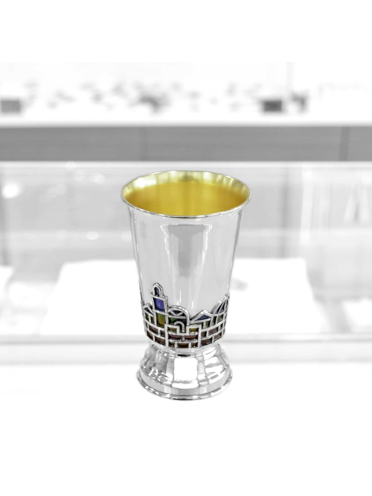 Coupe de Kiddush en émail de Jérusalem en argent sterling, coupes de Kiddush modernes, I