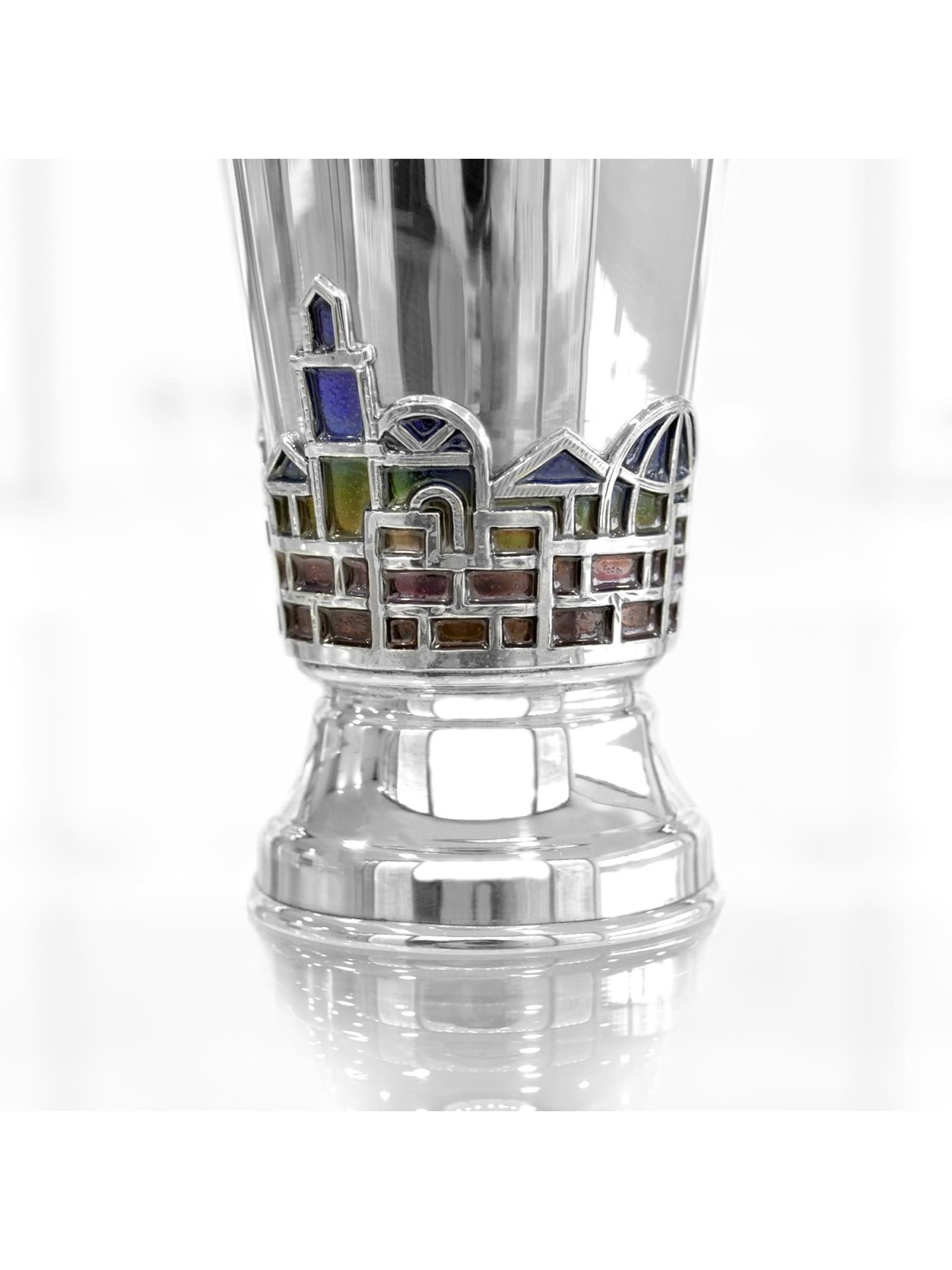 Sterling Silver Jerusalem Enamel Kiddush Cup , Modern Kiddush Cups , I