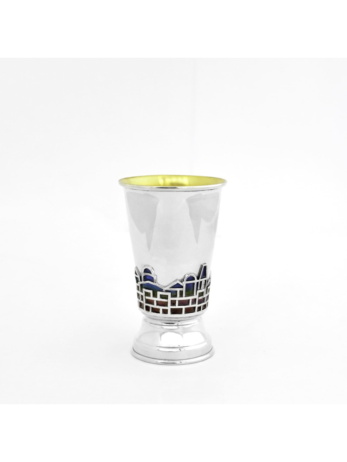 Sterling Silver Jerusalem Enamel Kiddush Cup , Modern Kiddush Cups , I