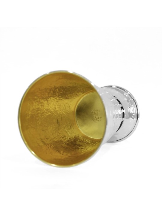 Coupe de Kiddush martelée unique avec personnalisation sciée, Kiddush Cu moderne