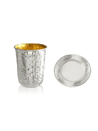 Ensemble Kiddouch martelé 925 Argent Sterling , Cadeaux de Pâque , Ju Israélien