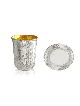 Ensemble Kiddouch martelé 925 Argent Sterling , Cadeaux de Pâque , Ju Israélien