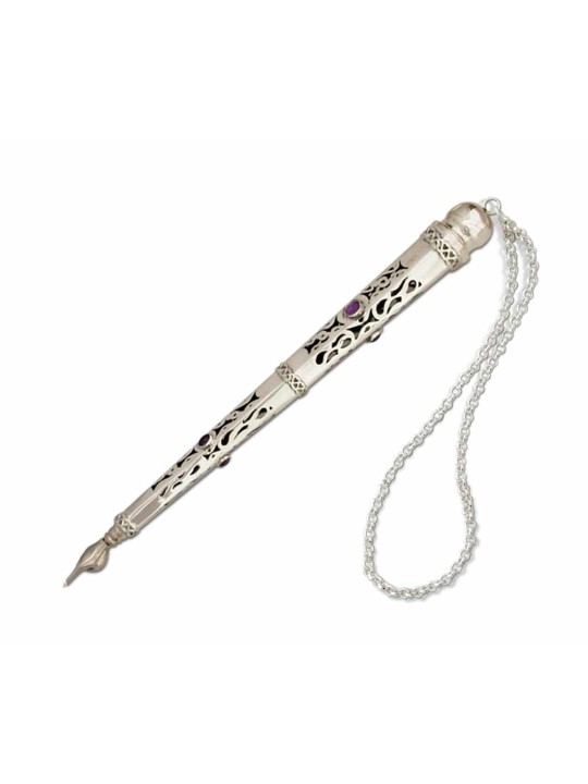 Pointeur de Torah avec pierres d’améthyste naturelles, cadeaux de Shabbat, J israélien
