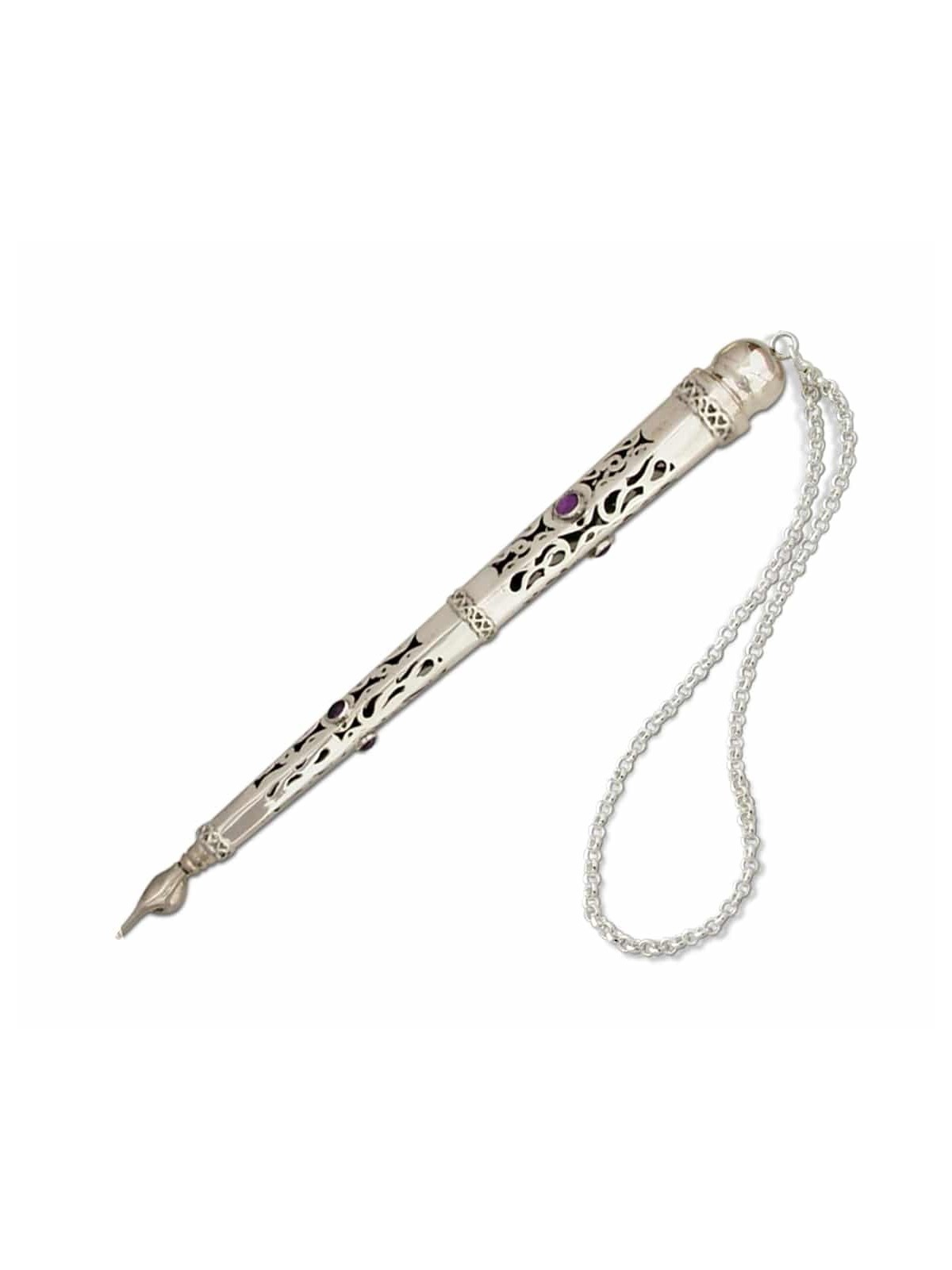 Torah Pointer with Natural Amethyst Stones , Shabbat Gifts , Israeli J