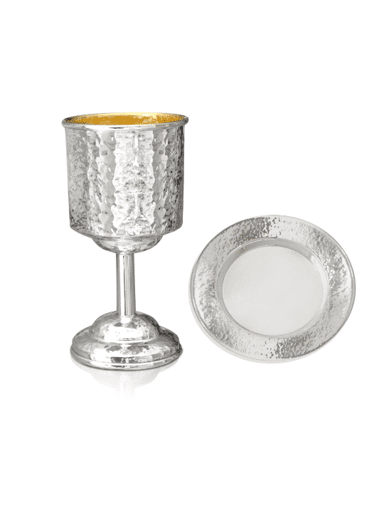 Belle coupe de Kiddouch martelée classique 925, cadeaux de Pâque, israélien