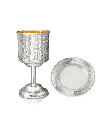 Beautiful Classic Hammered 925 Kiddush Cup , Passover Gifts , Israeli