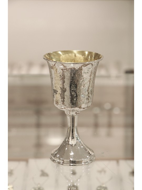 Coupe de Kiddouch classique martelée avec une tige, cadeaux de Pâque, Ju israélien