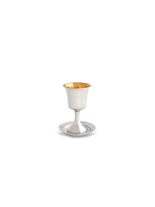 Coupe de Kiddouch classique martelée avec une tige, cadeaux de Pâque, Ju israélien