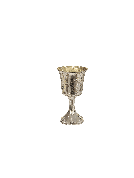 Coupe de Kiddouch classique martelée avec une tige, cadeaux de Pâque, Ju israélien