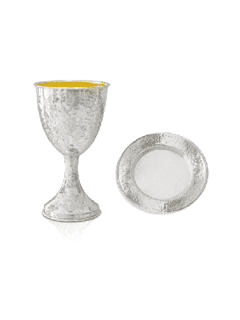 Superbe coupe de Kiddouch en argent sterling martelé, cadeaux de Pâque, Isr