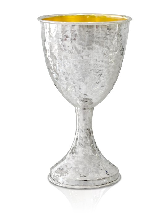 Superbe coupe de Kiddouch en argent sterling martelé, cadeaux de Pâque, Isr