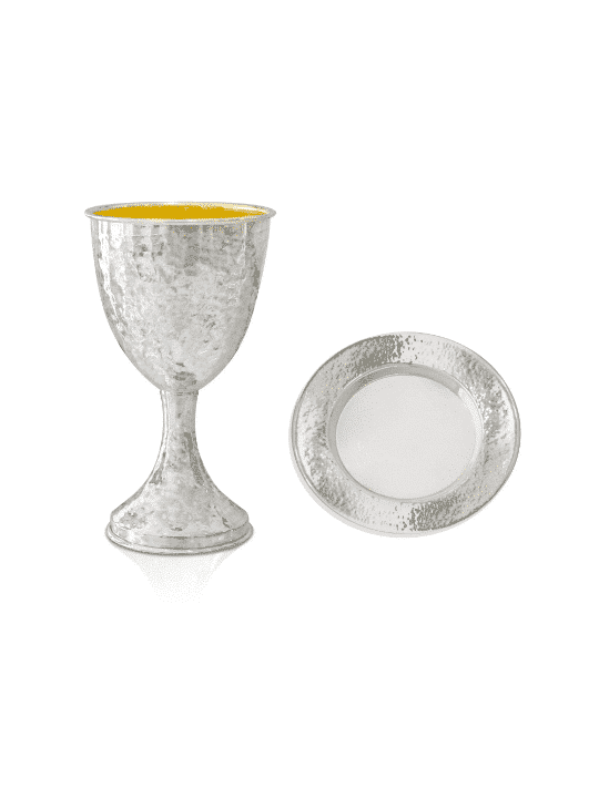 Superbe coupe de Kiddouch en argent sterling martelé, cadeaux de Pâque, Isr