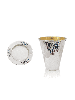 Unique Colorful Cold Enamel Wine Cup , Modern Kiddush Cups , Israeli J