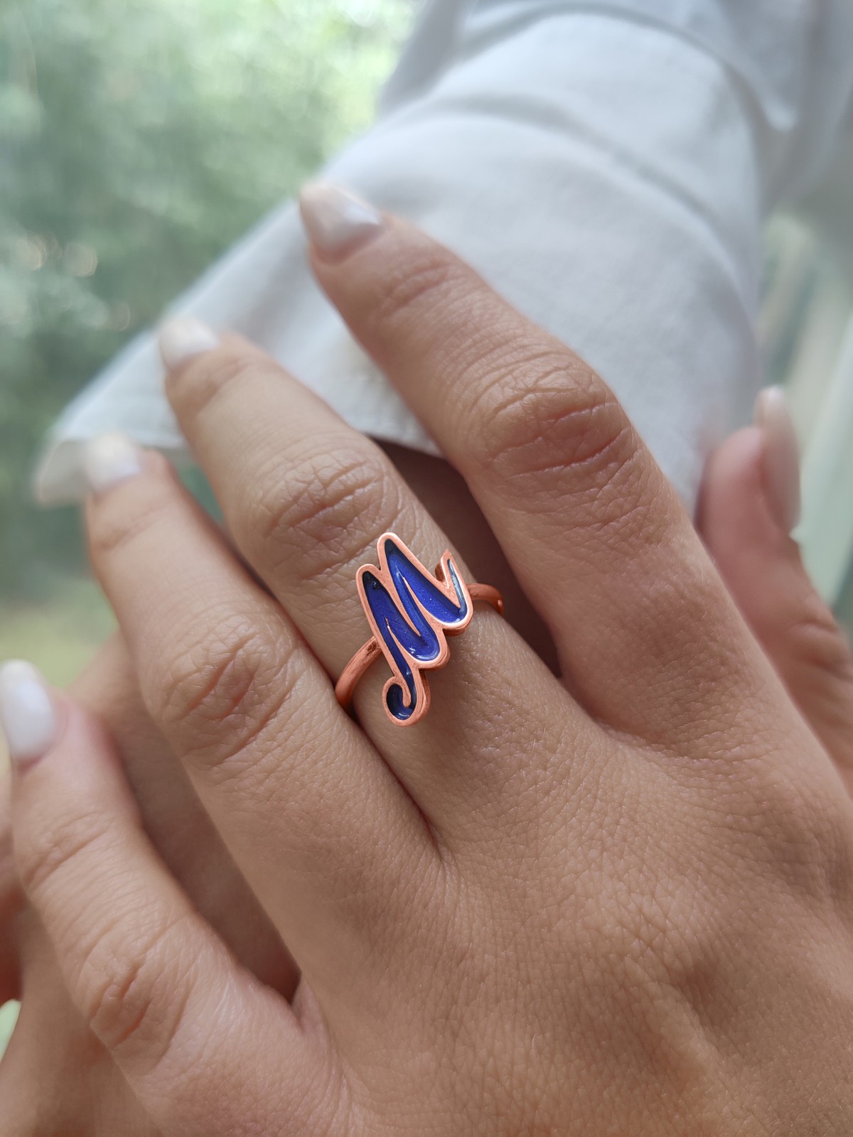 Bague de lettre de nom colorée en émail doré 14 carats, cadeaux Tu B'Av, Jud israélien