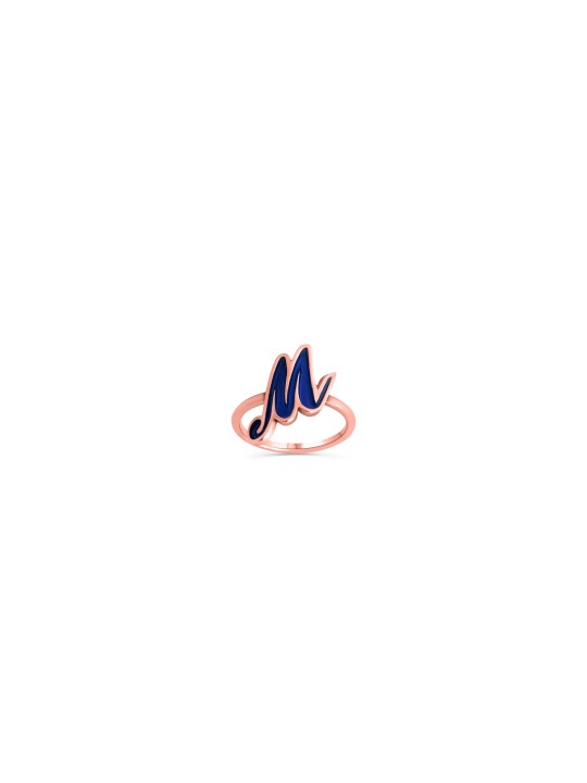 14K Gold Enamel Colored Name Letter Ring , Tu B'Av Gifts , Israeli Jud