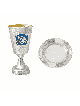 Sterling Silver Hammered Goblet with Blessing , Modern Kiddush Cups ,