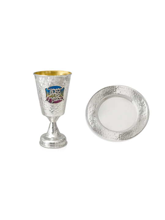 Gobelet martelé en argent sterling avec bénédiction, coupes de Kiddouch modernes,
