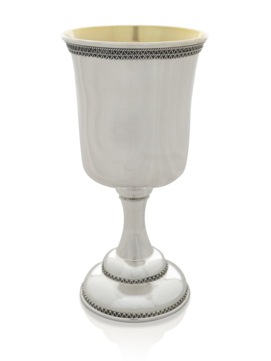 Grande et belle tasse de Kiddouch en filigrane traditionnelle, cadeaux de Pâque, est
