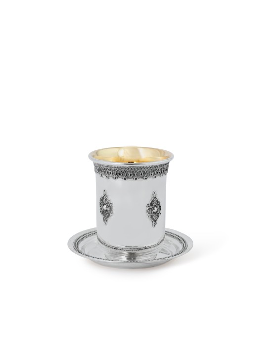 Ensemble de Kiddouch avec décoration traditionnelle en filigrane, cadeaux de Pâque, est