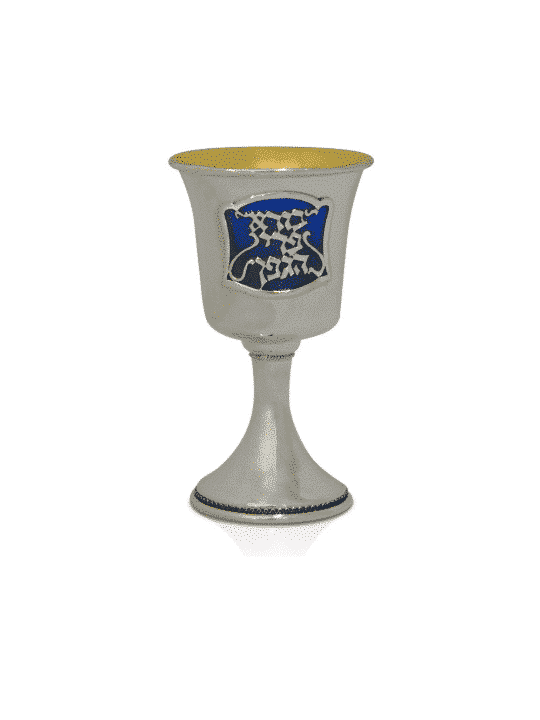 Kiddush Cup with a Leg Custom Enamel Colors , Modern Kiddush Cups , Is