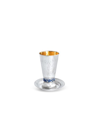 Personalize Name Silver Lettering Kiddush Set , Modern Kiddush Cups ,